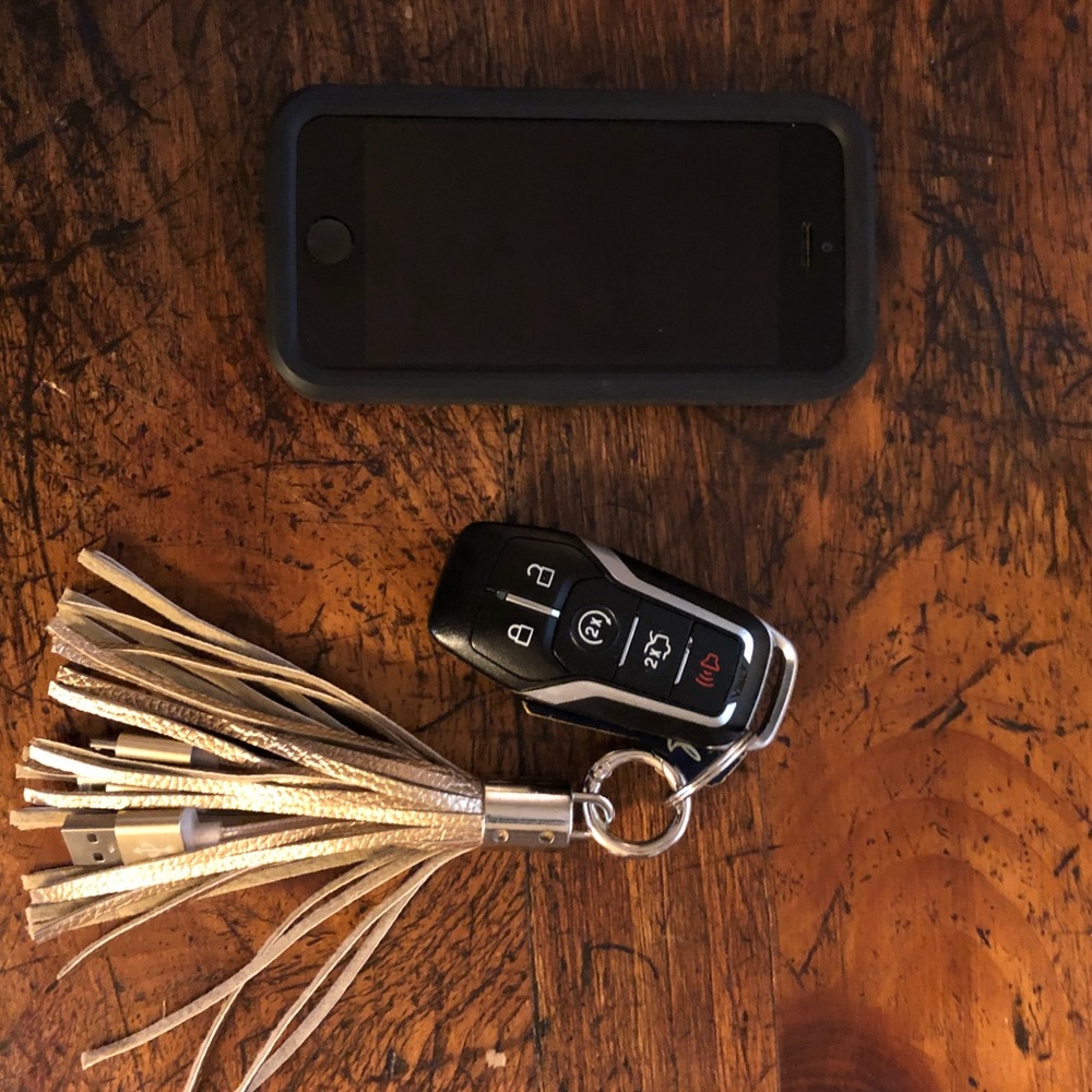 Phone charger cable keychain purse tassel